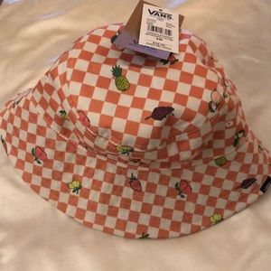 Vans Retro Spectator Bucket Hat Sun Baked Marshmallow Fruit Print Size S/M NWT